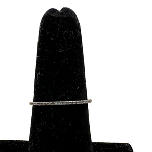 Thin pavé silver tone ring - size 6